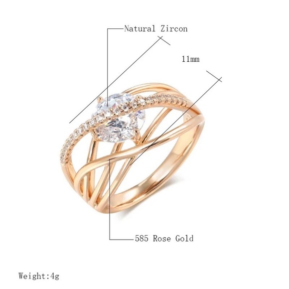 585 Rose Gold & Moissante Ring Size 8 - Picture 2 of 8